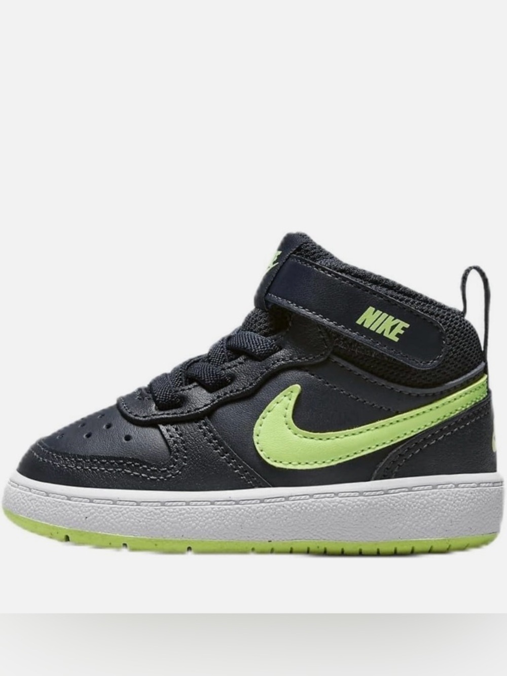 Nike Kids' Navy and Lime Green High-Top Sneakers